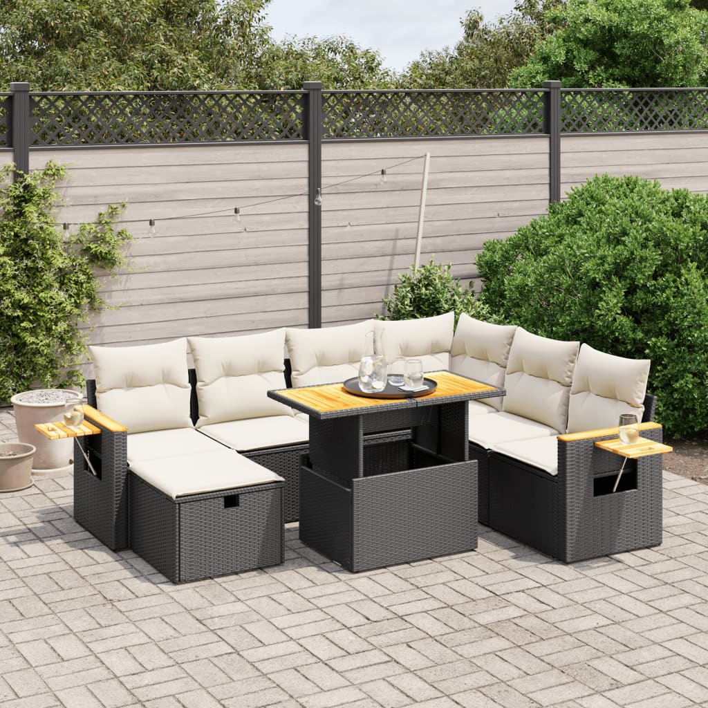 8-delige Loungeset met kussens poly rattan zwart is nu te koop bij PeponiXL, paradijselijk wonen!