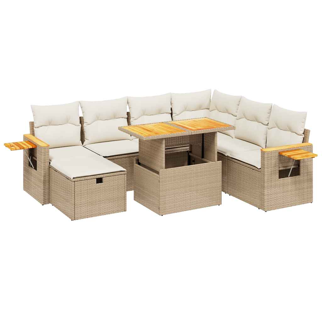 8-delige Loungeset met kussens poly rattan beige is nu te koop bij PeponiXL, paradijselijk wonen!