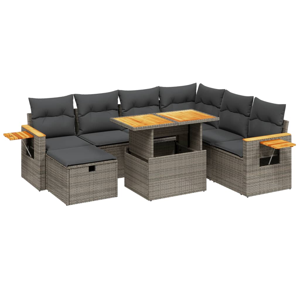 8-delige Loungeset met kussens poly rattan grijs is nu te koop bij PeponiXL, paradijselijk wonen!