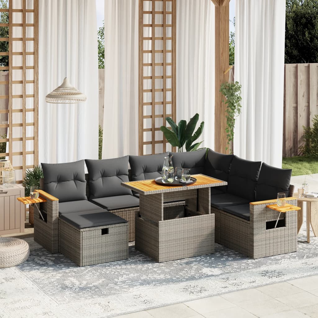 8-delige Loungeset met kussens poly rattan grijs is nu te koop bij PeponiXL, paradijselijk wonen!