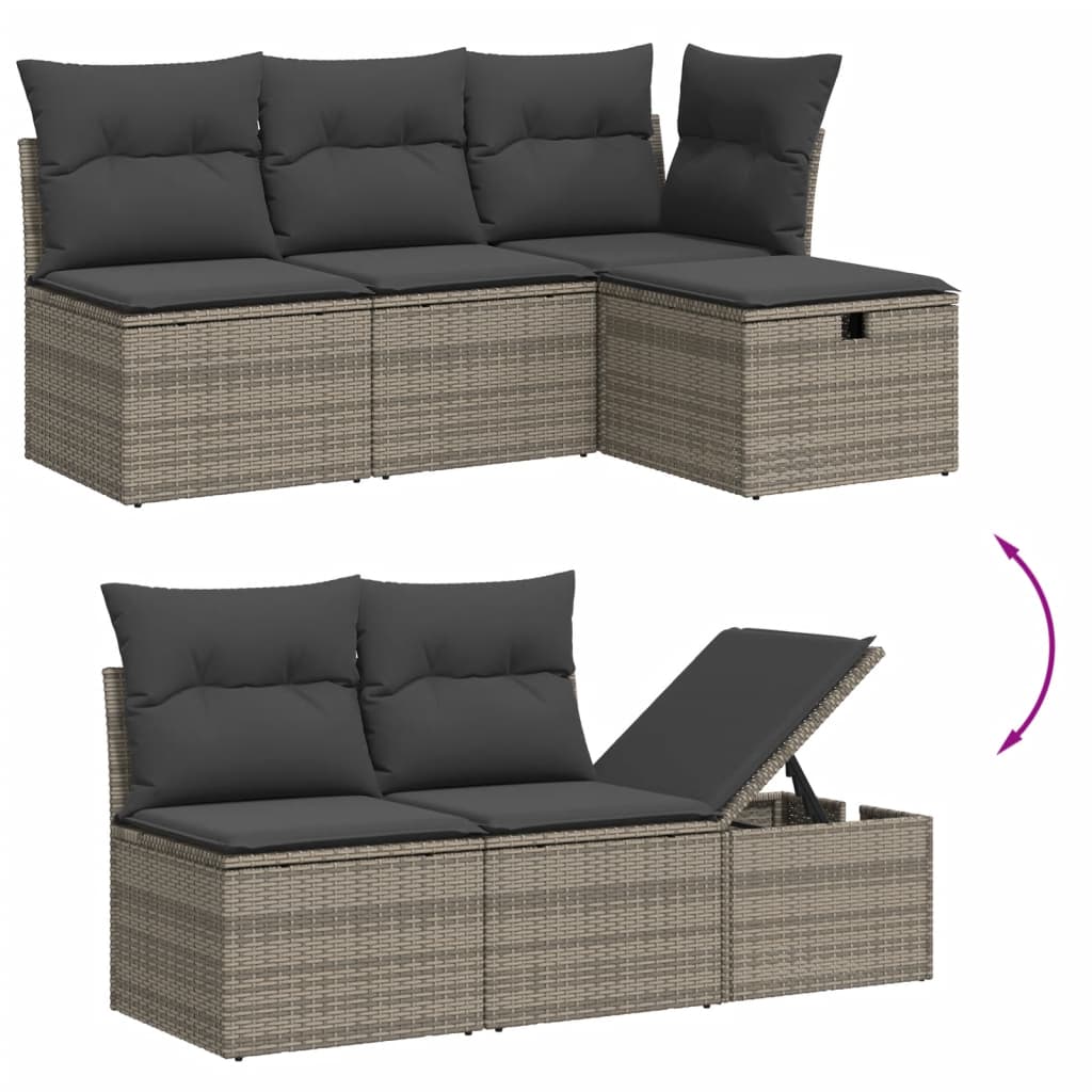7-delige Loungeset met kussens poly rattan grijs is nu te koop bij PeponiXL, paradijselijk wonen!