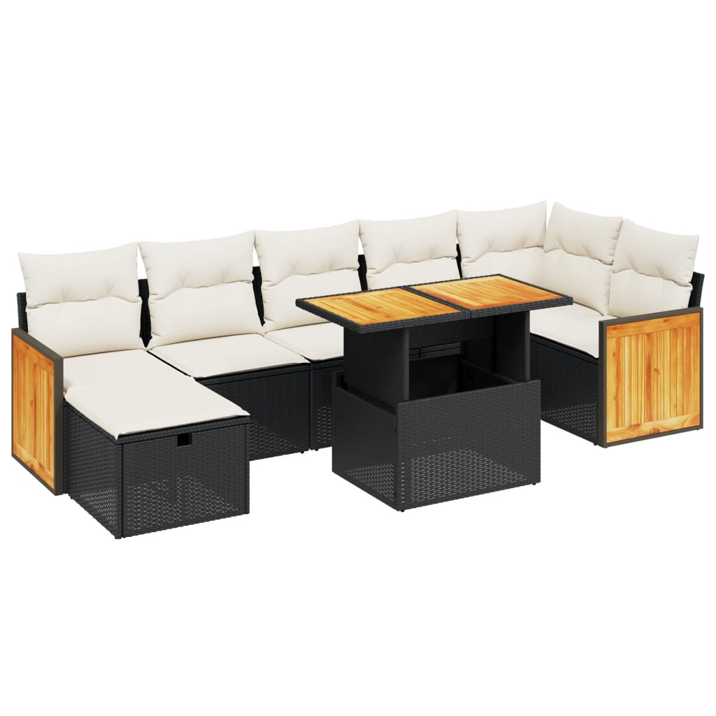 8-delige Loungeset met kussens poly rattan zwart is nu te koop bij PeponiXL, paradijselijk wonen!