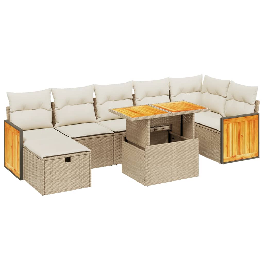 8-delige Loungeset met kussens poly rattan beige is nu te koop bij PeponiXL, paradijselijk wonen!