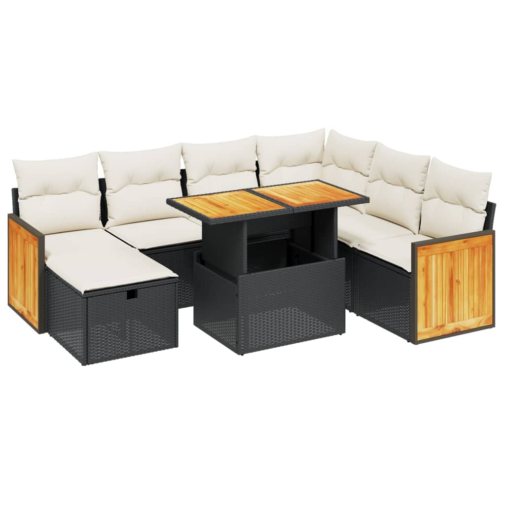 8-delige Loungeset met kussens poly rattan zwart is nu te koop bij PeponiXL, paradijselijk wonen!