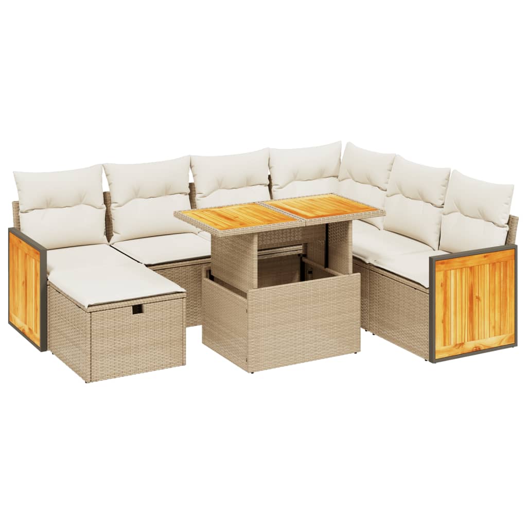8-delige Loungeset met kussens poly rattan beige is nu te koop bij PeponiXL, paradijselijk wonen!