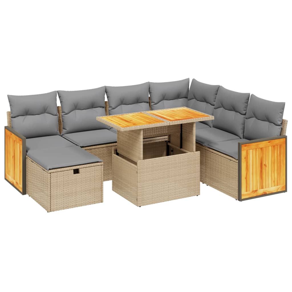 8-delige Loungeset met kussens poly rattan beige is nu te koop bij PeponiXL, paradijselijk wonen!