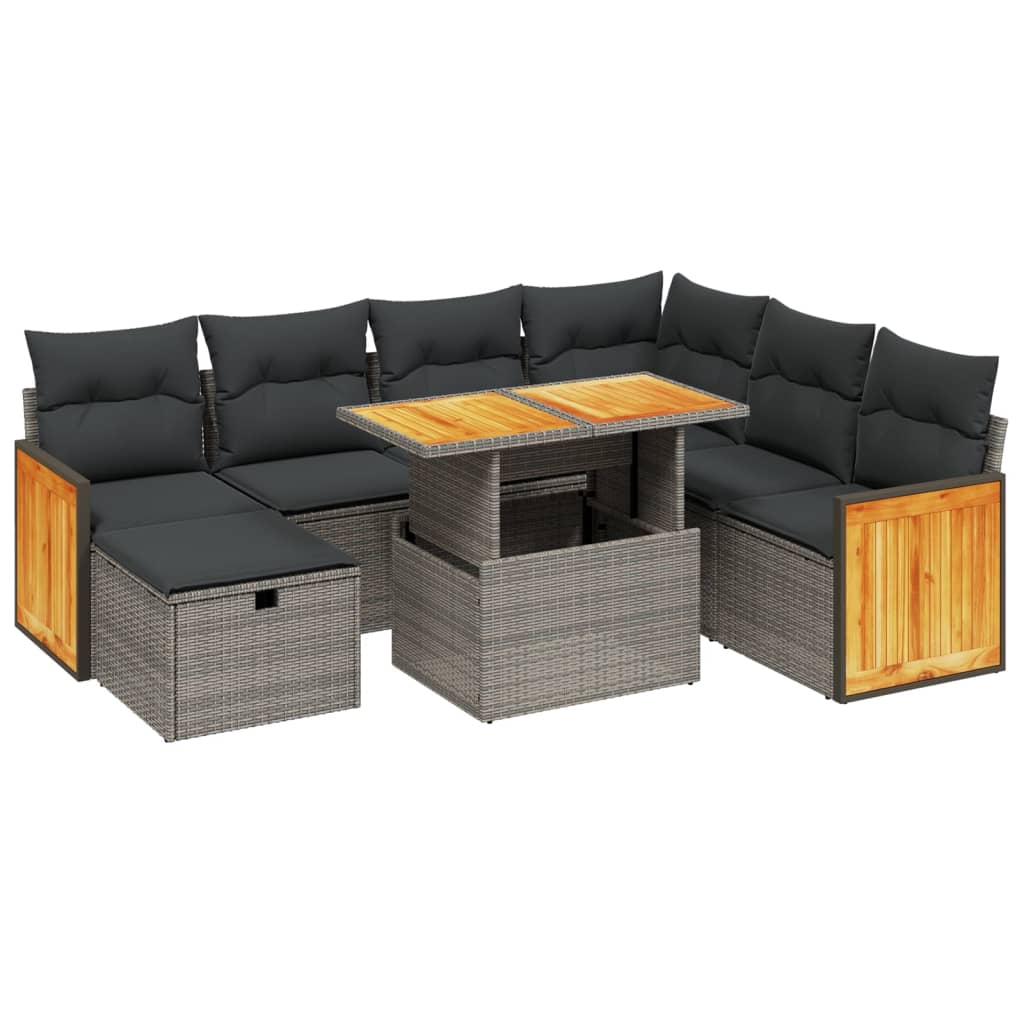 8-delige Loungeset met kussens poly rattan grijs is nu te koop bij PeponiXL, paradijselijk wonen!