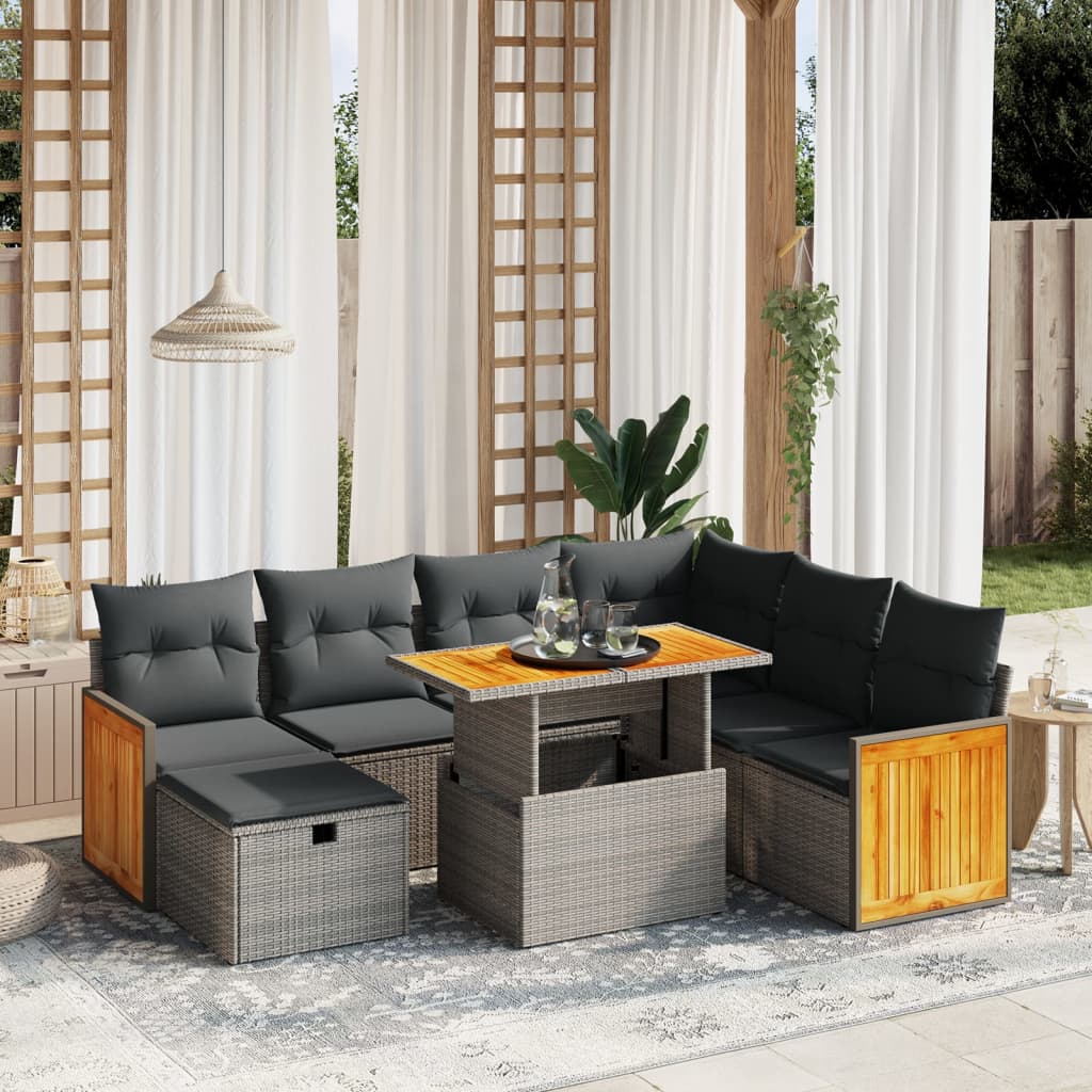 8-delige Loungeset met kussens poly rattan grijs is nu te koop bij PeponiXL, paradijselijk wonen!