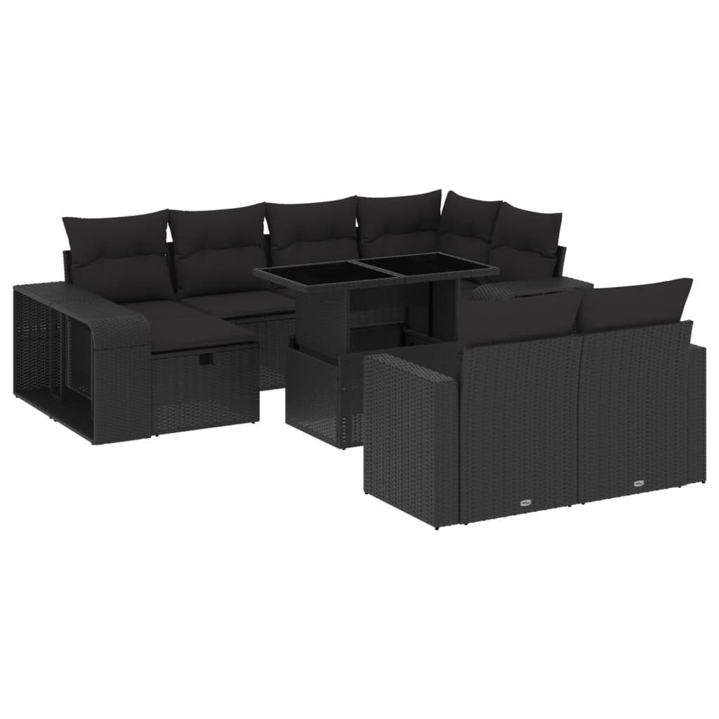 11-delige Loungeset met kussens poly rattan zwart is nu te koop bij PeponiXL, paradijselijk wonen!