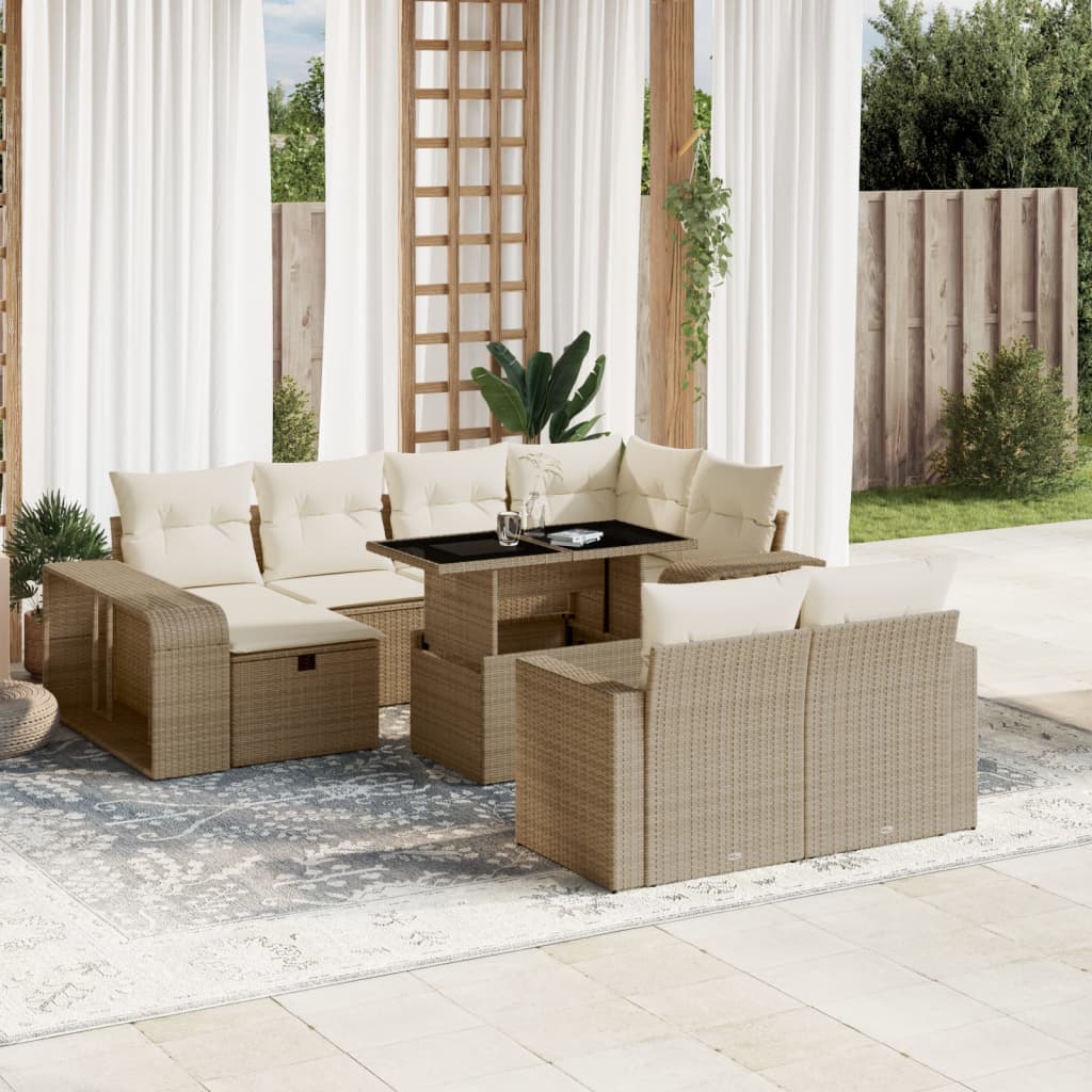 11-delige Tuinset met kussens poly rattan beige is nu te koop bij PeponiXL, paradijselijk wonen!