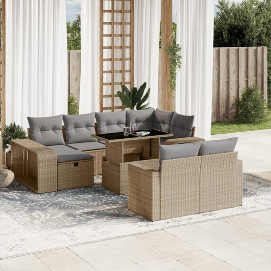 11-delige Tuinset met kussens poly rattan beige is nu te koop bij PeponiXL, paradijselijk wonen!