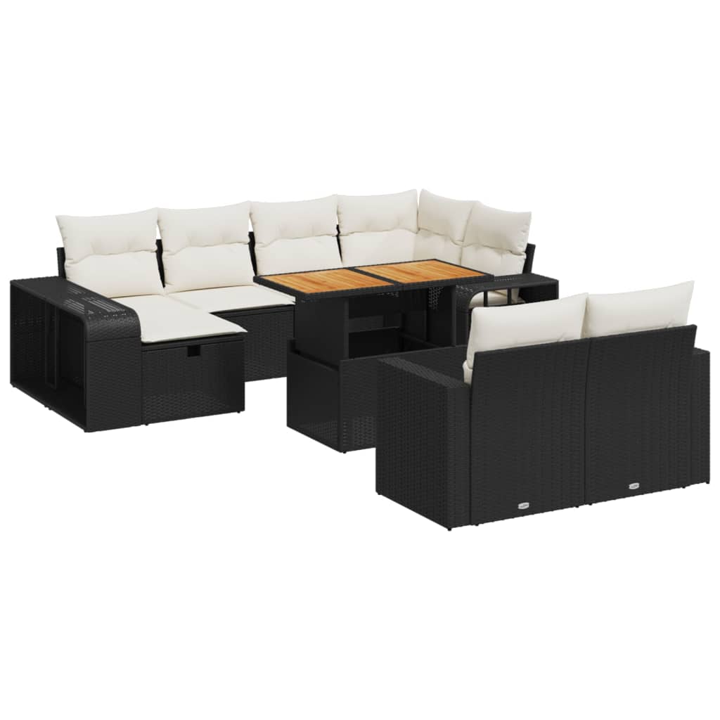 11-delige Loungeset met kussens poly rattan zwart is nu te koop bij PeponiXL, paradijselijk wonen!