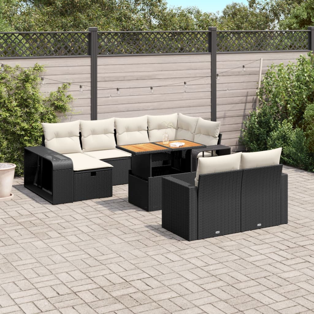 11-delige Loungeset met kussens poly rattan zwart is nu te koop bij PeponiXL, paradijselijk wonen!