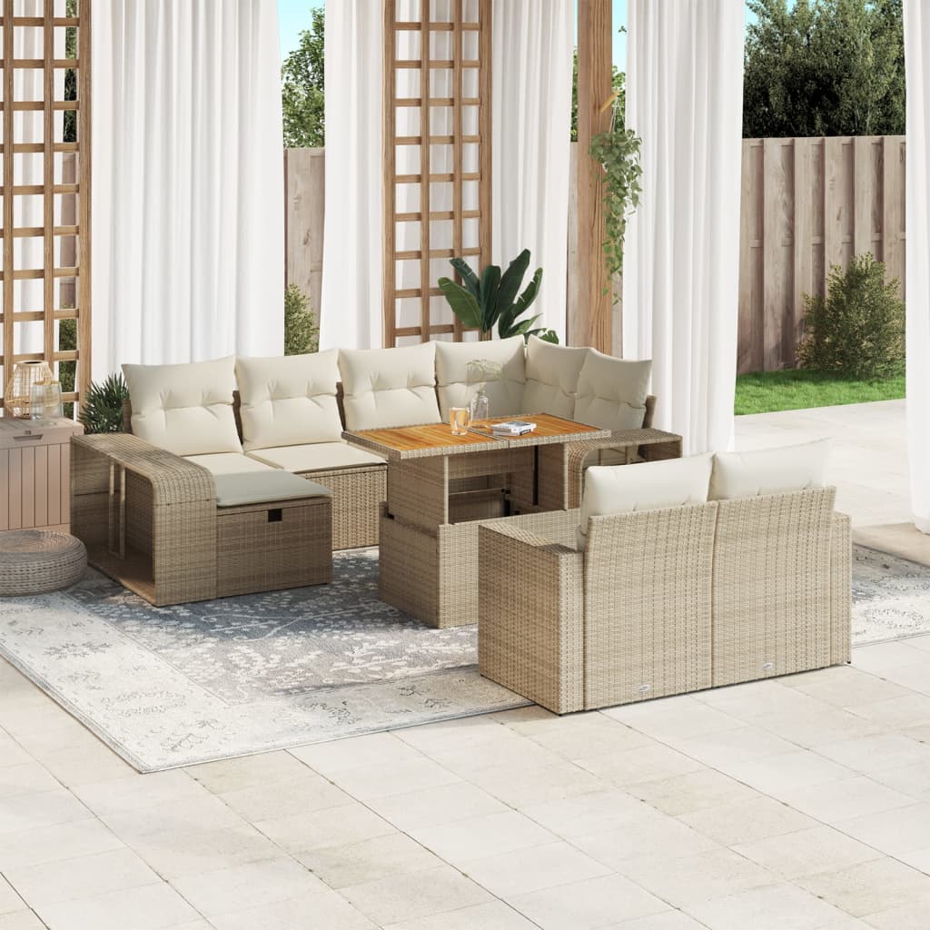 11-delige Tuinset met kussens poly rattan beige is nu te koop bij PeponiXL, paradijselijk wonen!