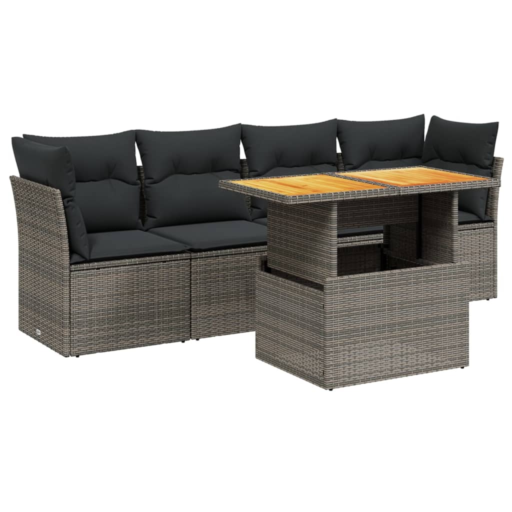 5-delige Loungeset met kussens poly rattan grijs is nu te koop bij PeponiXL, paradijselijk wonen!