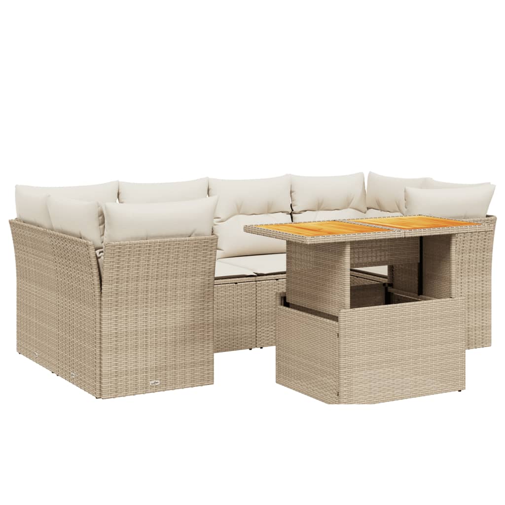 7-delige Loungeset met kussens poly rattan beige is nu te koop bij PeponiXL, paradijselijk wonen!