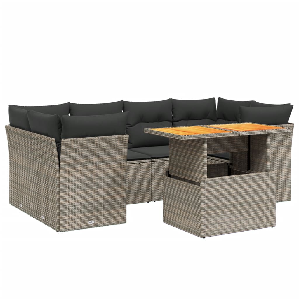 7-delige Loungeset met kussens poly rattan grijs is nu te koop bij PeponiXL, paradijselijk wonen!