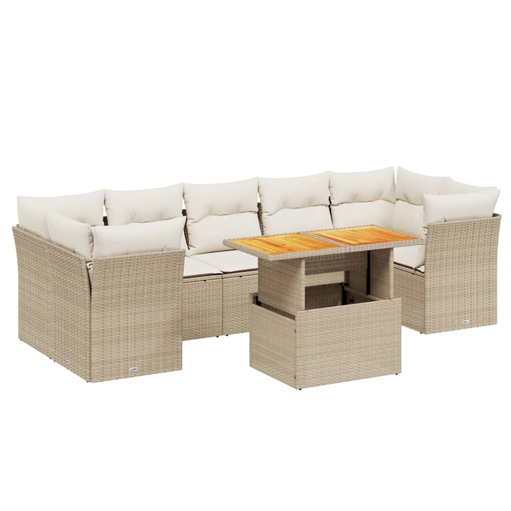8-delige Loungeset met kussens poly rattan beige is nu te koop bij PeponiXL, paradijselijk wonen!