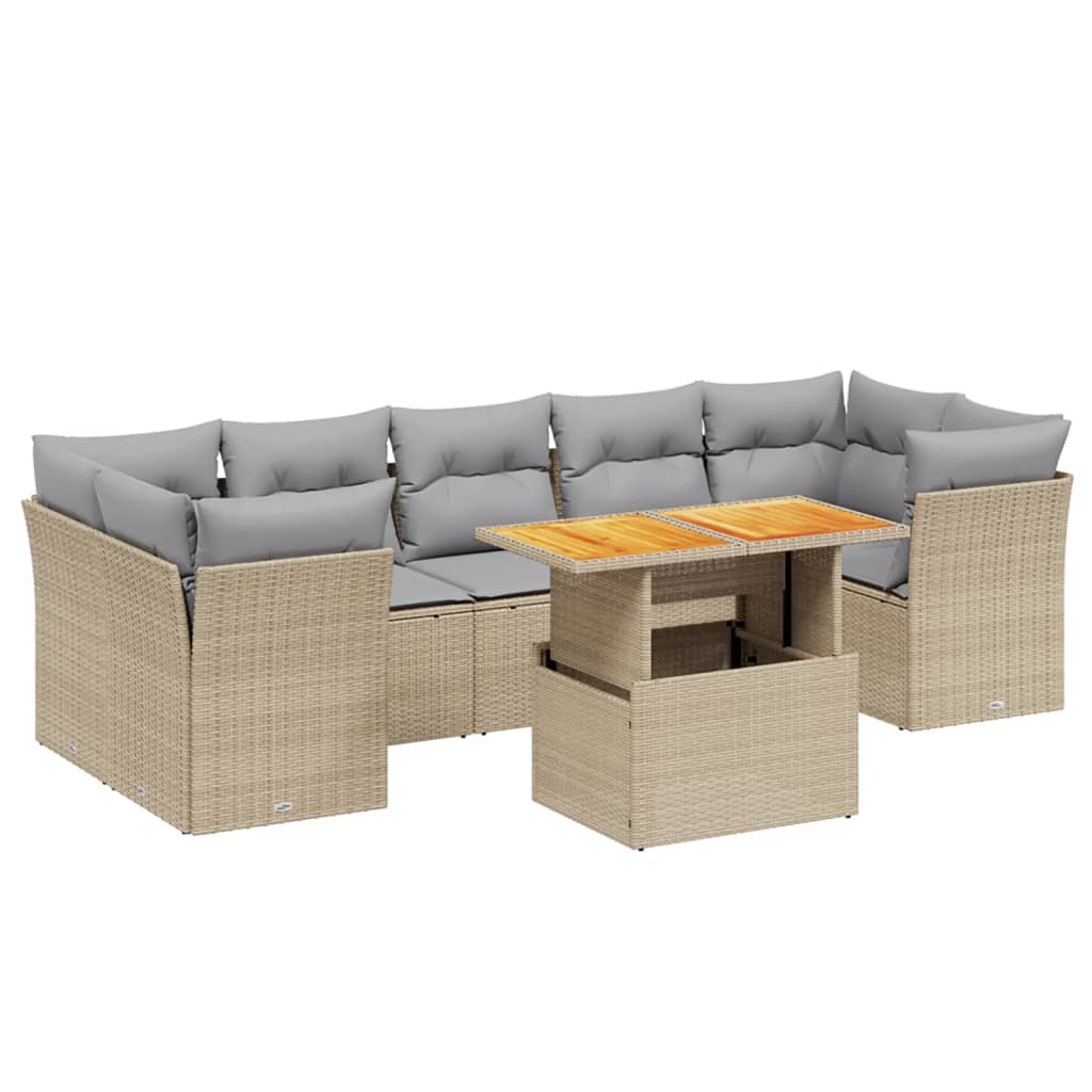 8-delige Loungeset met kussens poly rattan beige is nu te koop bij PeponiXL, paradijselijk wonen!