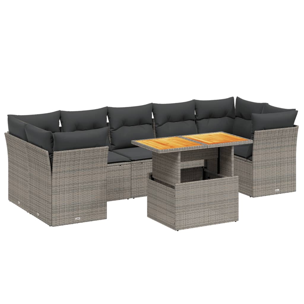 8-delige Loungeset met kussens poly rattan grijs is nu te koop bij PeponiXL, paradijselijk wonen!