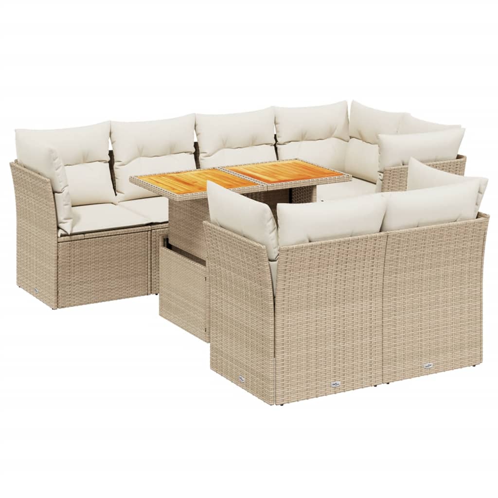 8-delige Loungeset met kussens poly rattan beige is nu te koop bij PeponiXL, paradijselijk wonen!