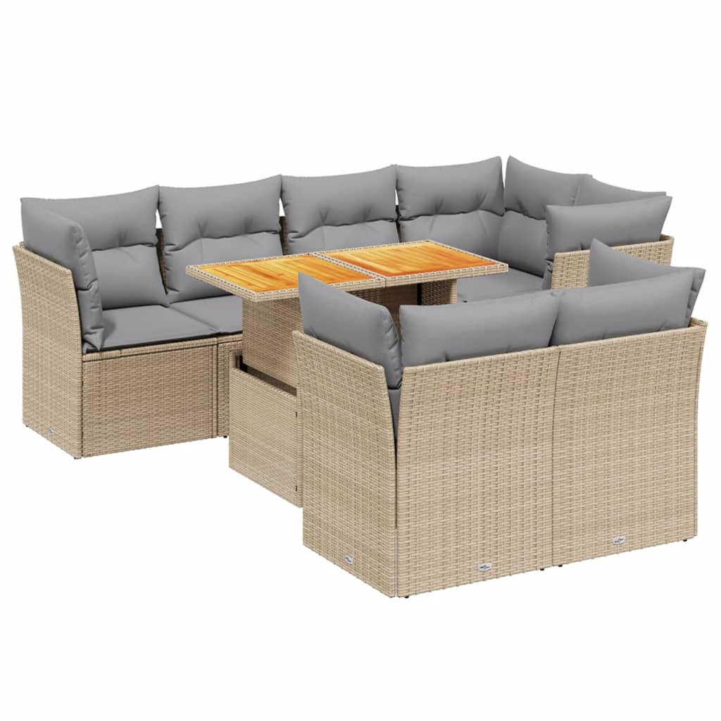 8-delige Loungeset met kussens poly rattan beige is nu te koop bij PeponiXL, paradijselijk wonen!