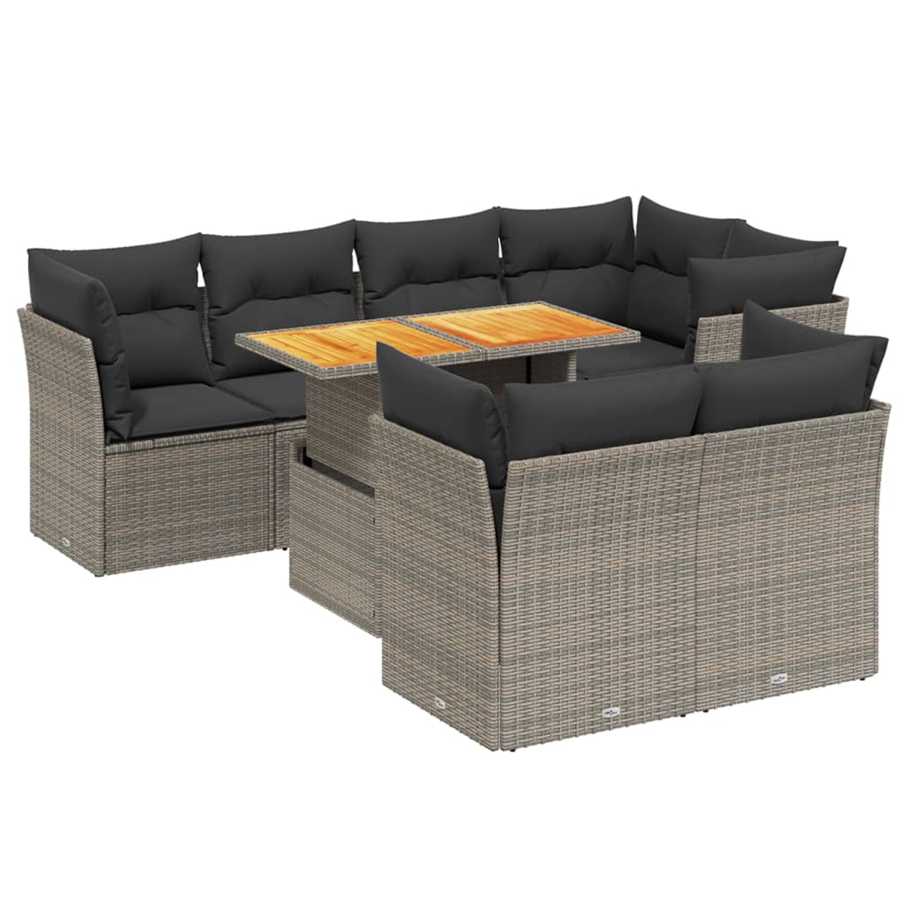 8-delige Loungeset met kussens poly rattan grijs is nu te koop bij PeponiXL, paradijselijk wonen!