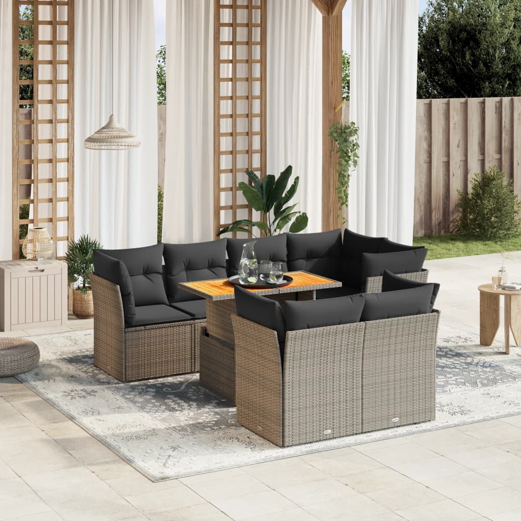 8-delige Loungeset met kussens poly rattan grijs is nu te koop bij PeponiXL, paradijselijk wonen!