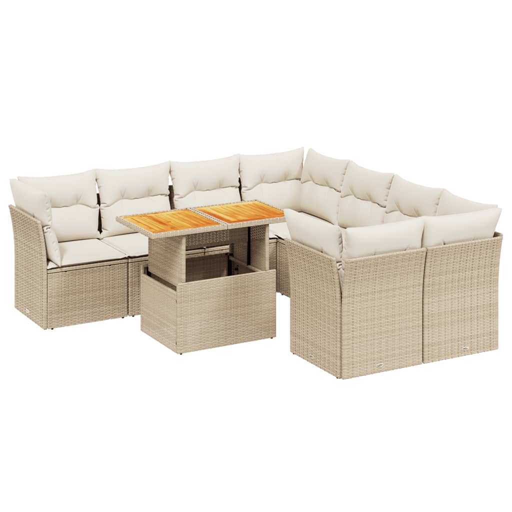 9-delige Loungeset met kussens poly rattan beige is nu te koop bij PeponiXL, paradijselijk wonen!