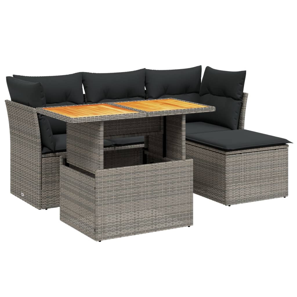 6-delige Loungeset met kussens poly rattan grijs is nu te koop bij PeponiXL, paradijselijk wonen!