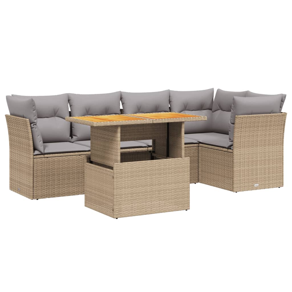 5-delige Loungeset met kussens poly rattan beige is nu te koop bij PeponiXL, paradijselijk wonen!