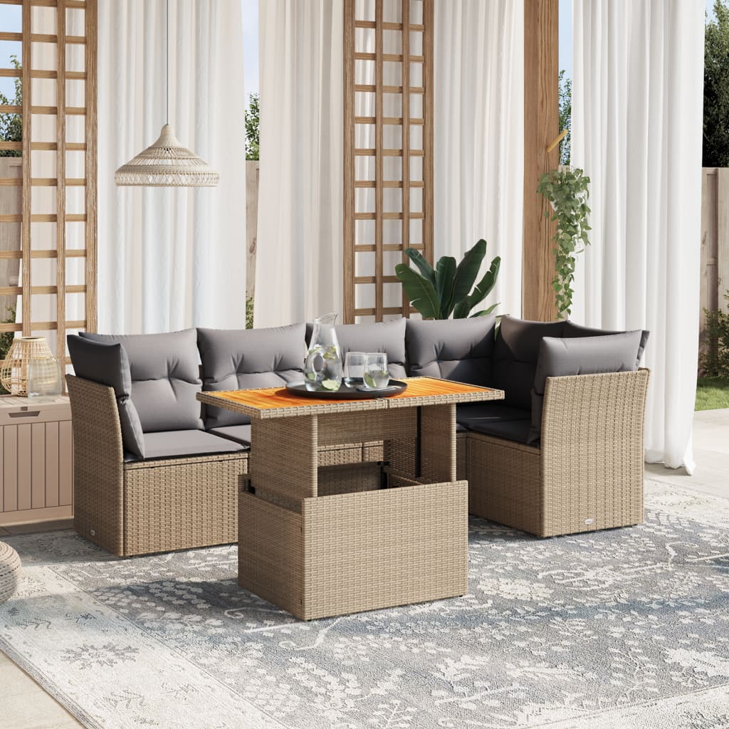 5-delige Loungeset met kussens poly rattan beige is nu te koop bij PeponiXL, paradijselijk wonen!