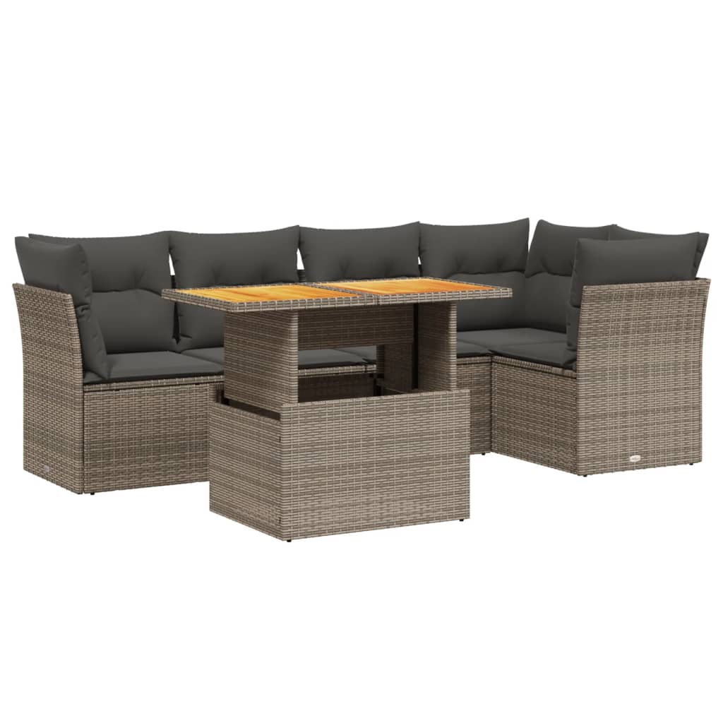 5-delige Loungeset met kussens poly rattan grijs is nu te koop bij PeponiXL, paradijselijk wonen!