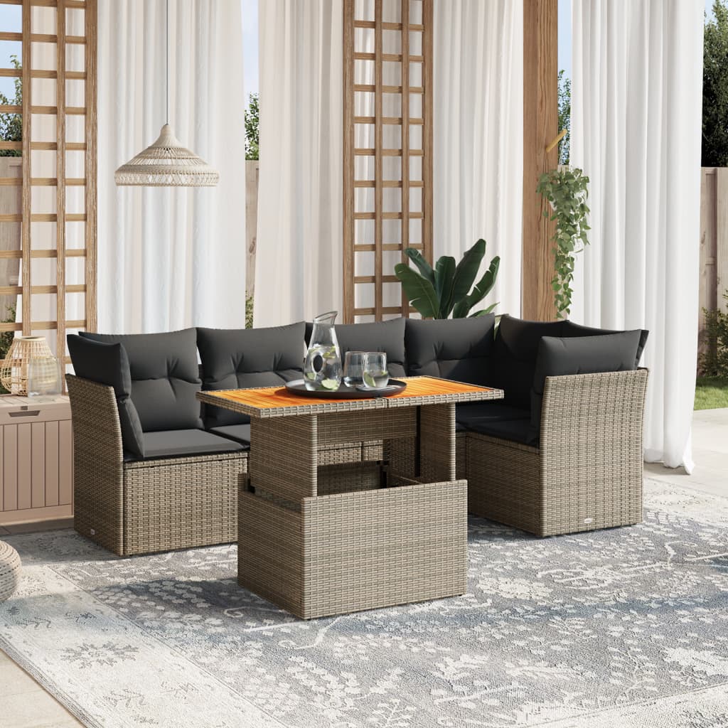 5-delige Loungeset met kussens poly rattan grijs is nu te koop bij PeponiXL, paradijselijk wonen!