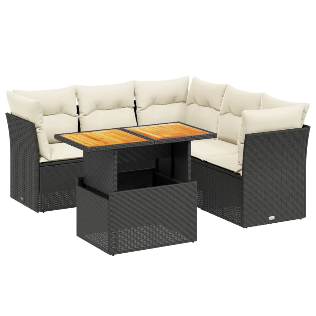 5-delige Loungeset met kussens poly rattan zwart is nu te koop bij PeponiXL, paradijselijk wonen!