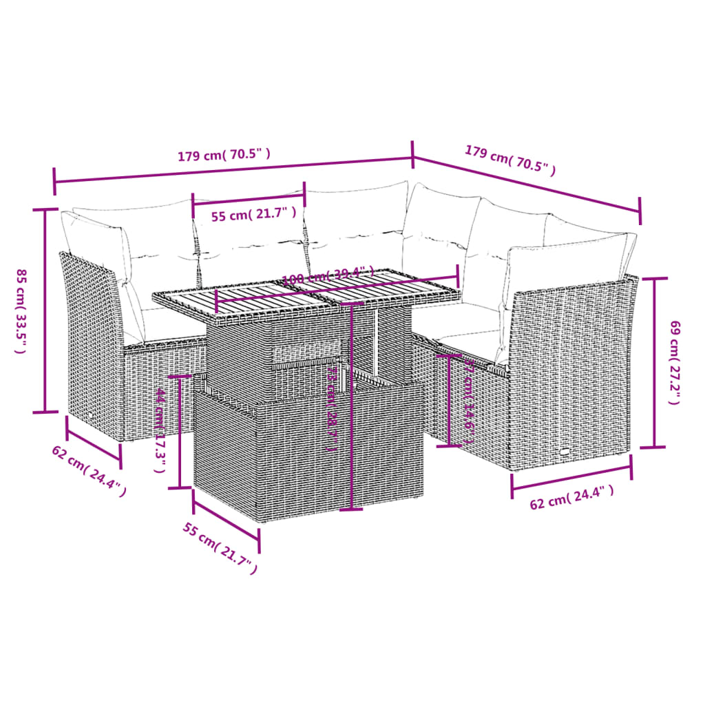 5-delige Loungeset met kussens poly rattan zwart is nu te koop bij PeponiXL, paradijselijk wonen!