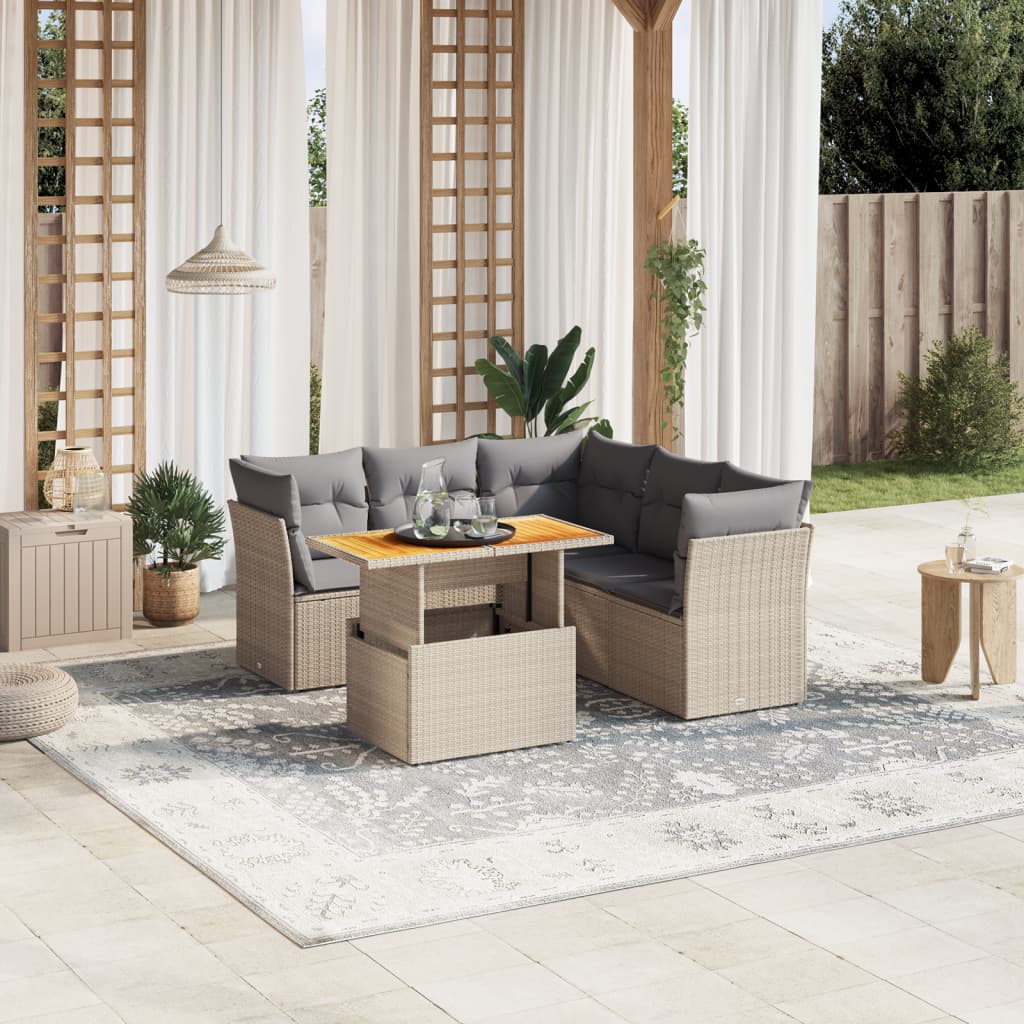5-delige Loungeset met kussens poly rattan beige is nu te koop bij PeponiXL, paradijselijk wonen!