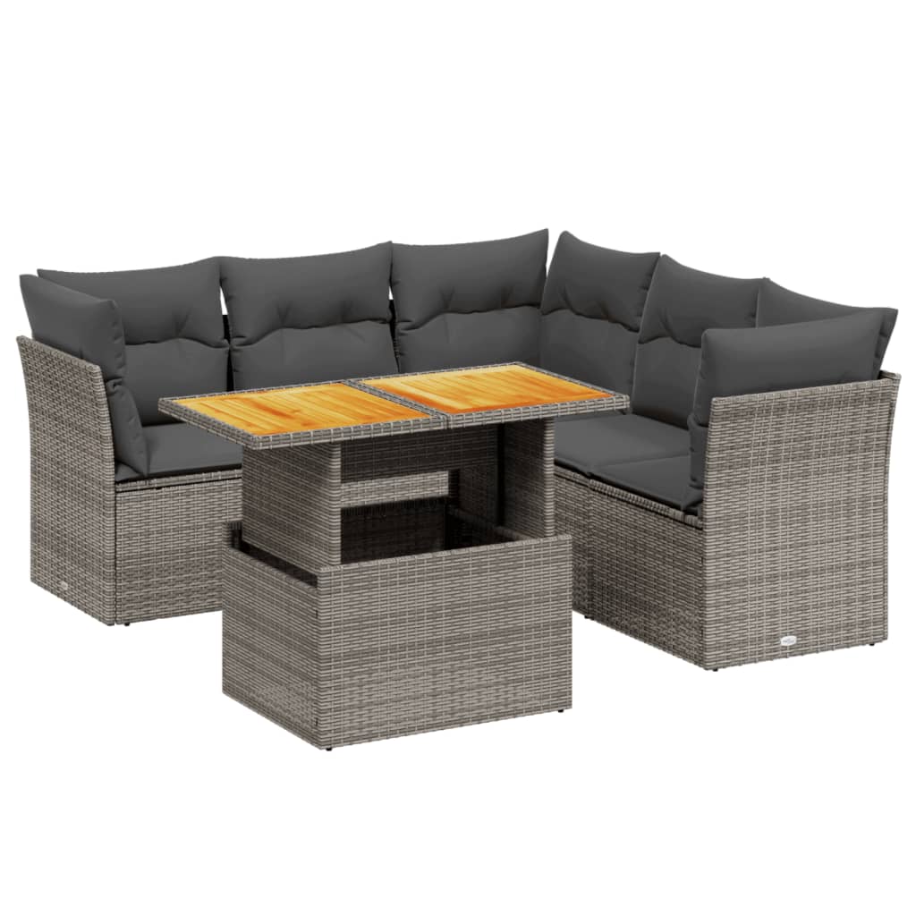 5-delige Loungeset met kussens poly rattan grijs is nu te koop bij PeponiXL, paradijselijk wonen!