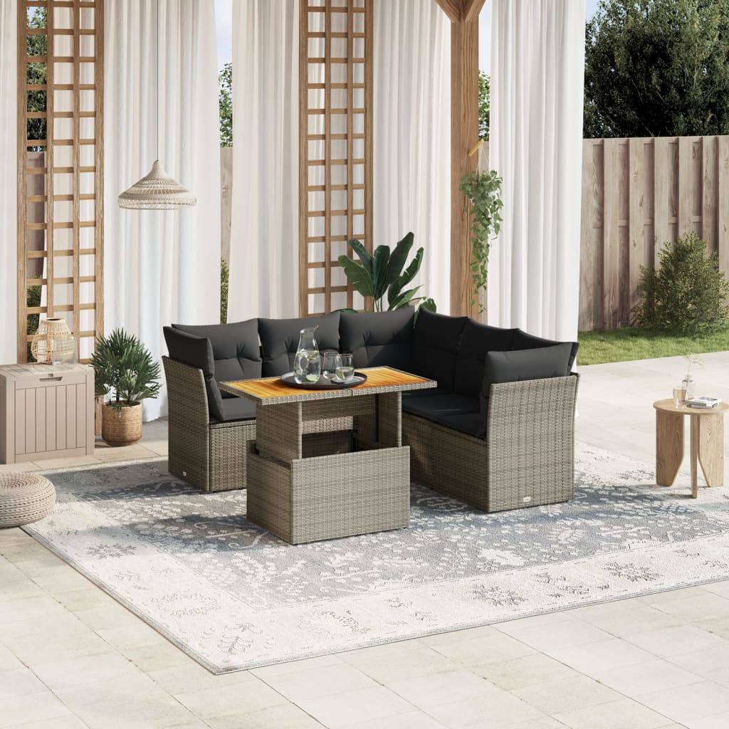 5-delige Loungeset met kussens poly rattan grijs is nu te koop bij PeponiXL, paradijselijk wonen!