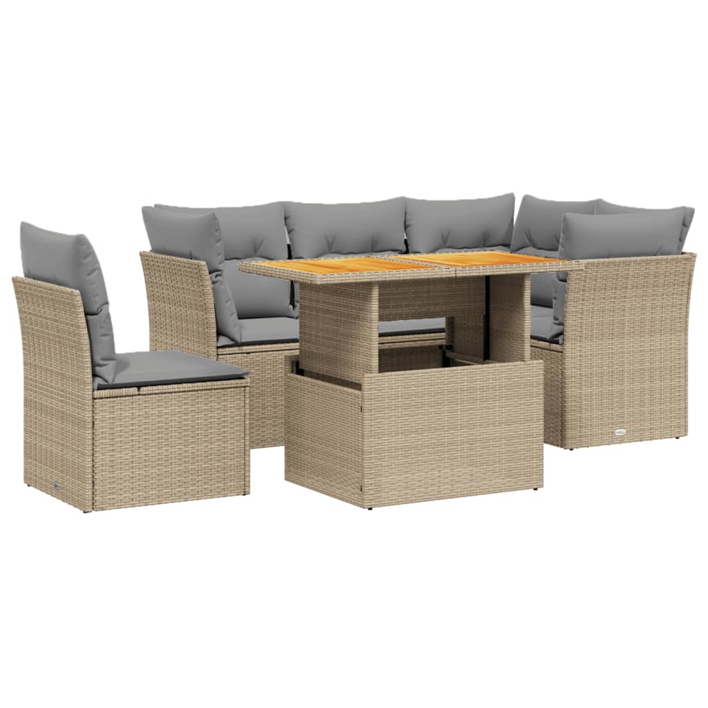 5-delige Loungeset met kussens poly rattan beige is nu te koop bij PeponiXL, paradijselijk wonen!