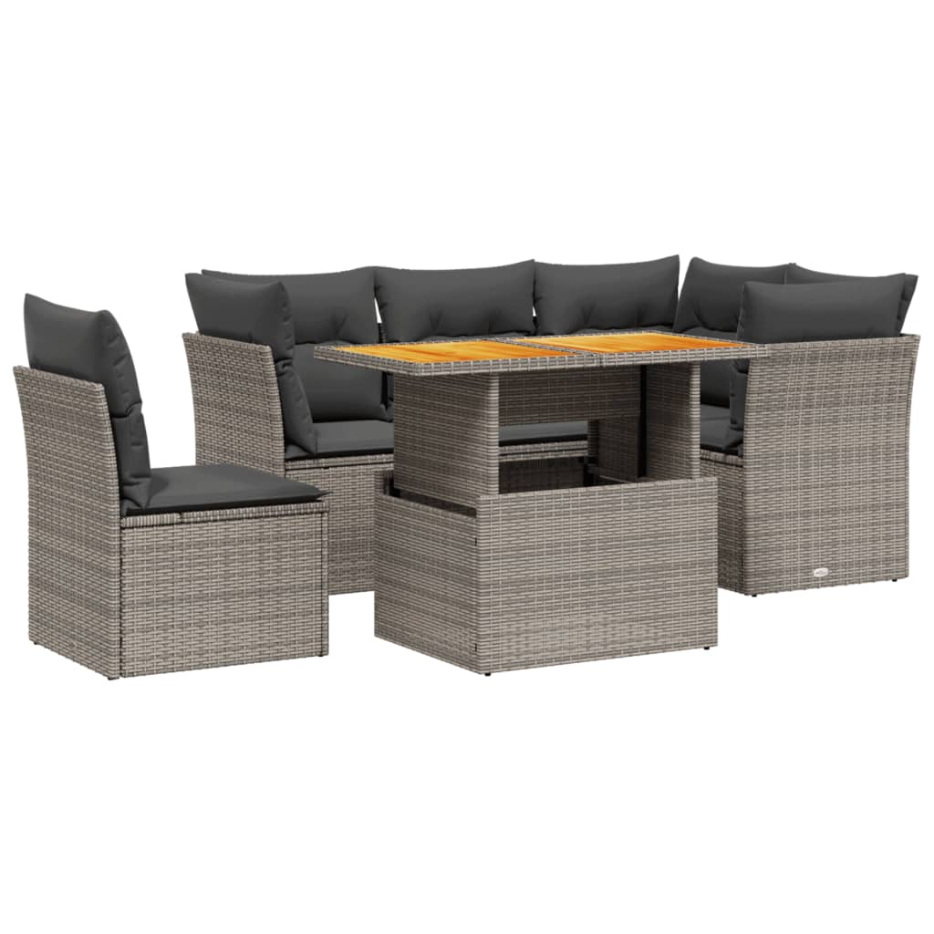 5-delige Loungeset met kussens poly rattan grijs is nu te koop bij PeponiXL, paradijselijk wonen!