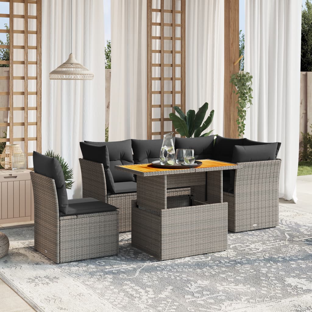 5-delige Loungeset met kussens poly rattan grijs is nu te koop bij PeponiXL, paradijselijk wonen!
