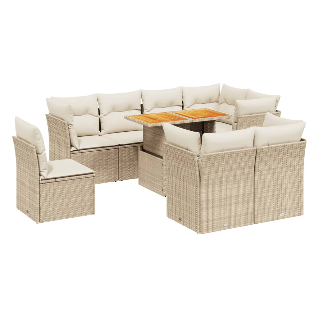 9-delige Loungeset met kussens poly rattan beige is nu te koop bij PeponiXL, paradijselijk wonen!