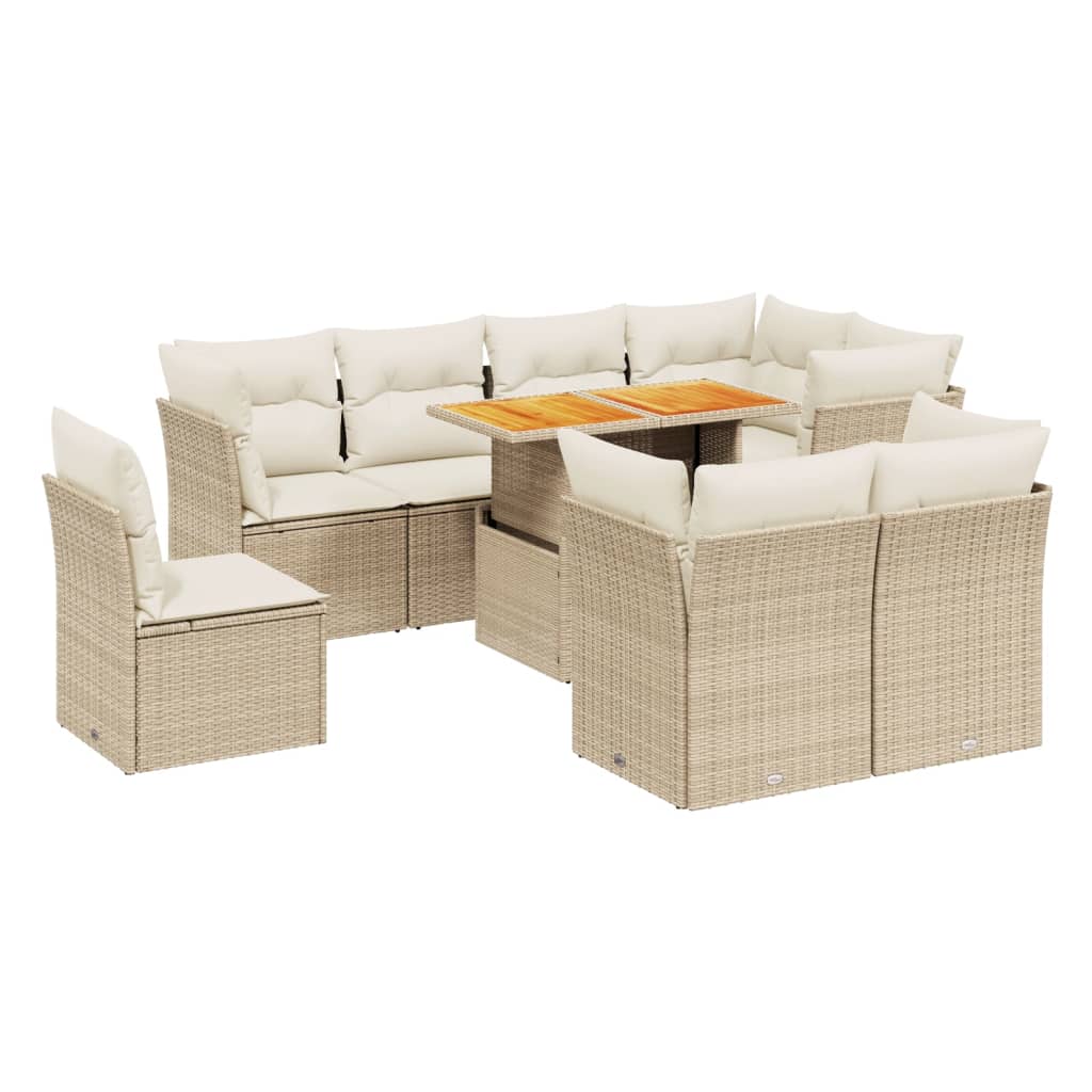 9-delige Loungeset met kussens poly rattan beige is nu te koop bij PeponiXL, paradijselijk wonen!
