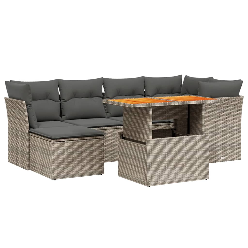 7-delige Loungeset met kussens poly rattan grijs is nu te koop bij PeponiXL, paradijselijk wonen!