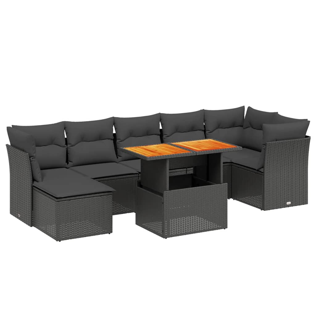 8-delige Loungeset met kussens poly rattan zwart is nu te koop bij PeponiXL, paradijselijk wonen!