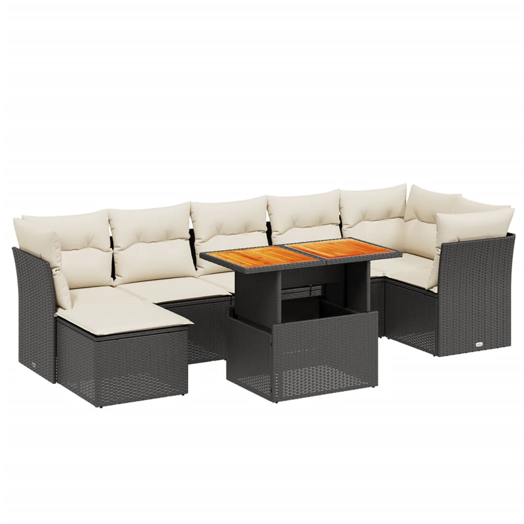 8-delige Loungeset met kussens poly rattan zwart is nu te koop bij PeponiXL, paradijselijk wonen!
