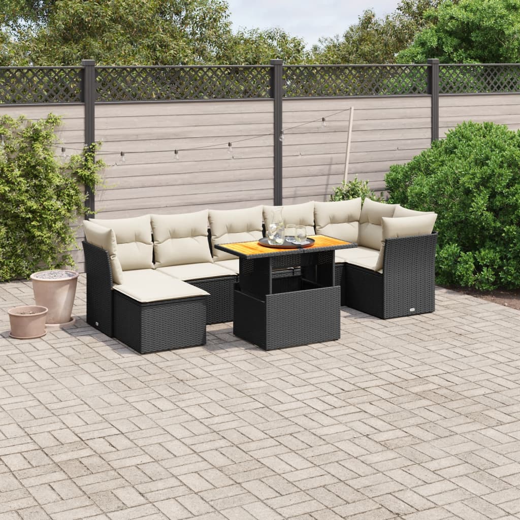 8-delige Loungeset met kussens poly rattan zwart is nu te koop bij PeponiXL, paradijselijk wonen!