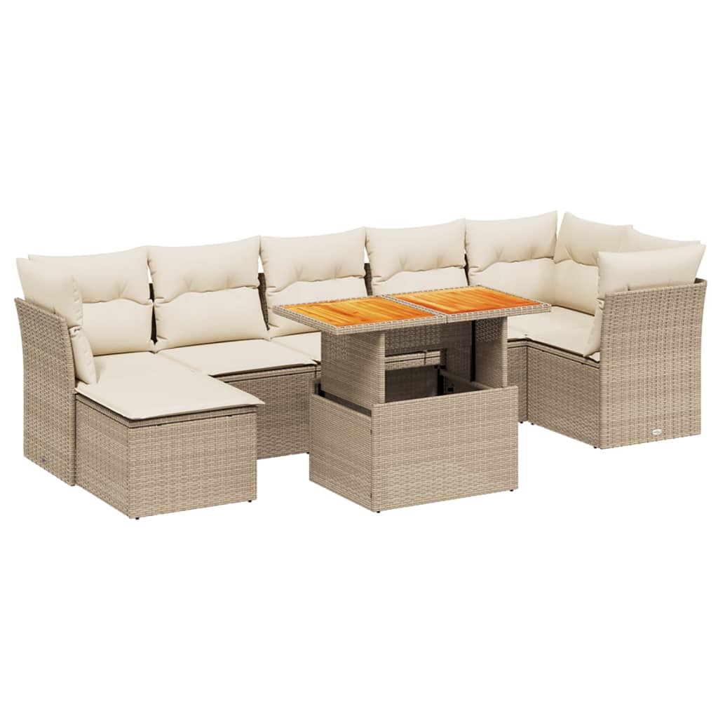 8-delige Loungeset met kussens poly rattan beige is nu te koop bij PeponiXL, paradijselijk wonen!