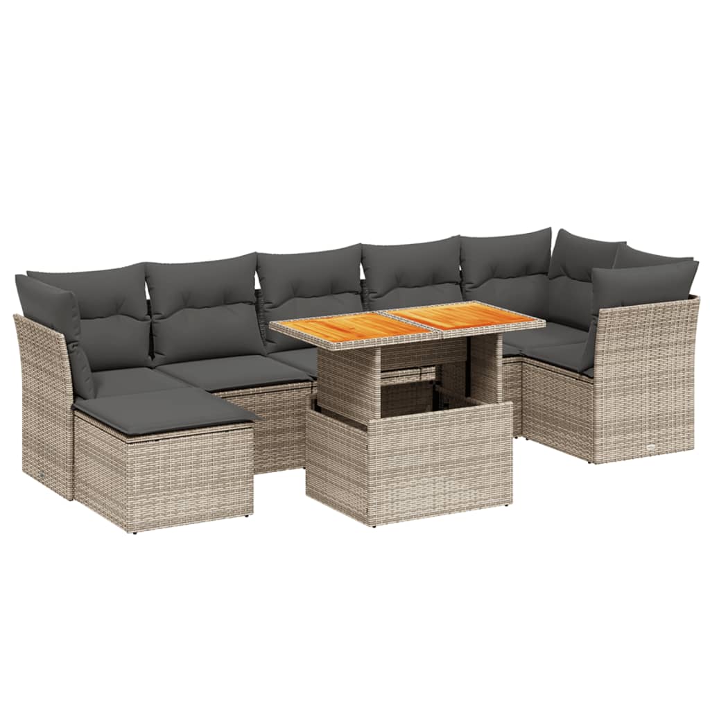 8-delige Loungeset met kussens poly rattan grijs is nu te koop bij PeponiXL, paradijselijk wonen!
